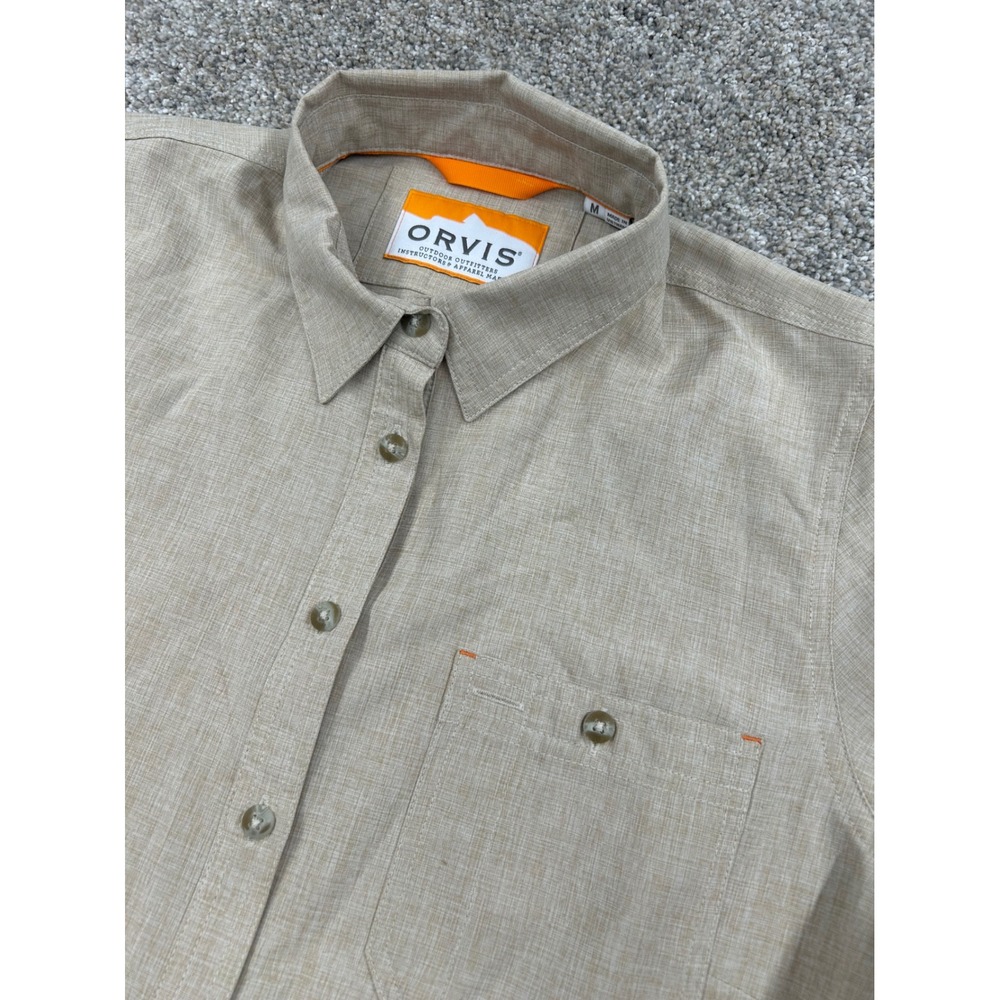 Orvis Womens Tan Heathered Popover Outdoor Shirt Size M RN 70534 #0920